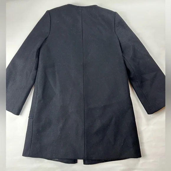 Zara women's black wool zip up coat size xs - Picture 3 of 10